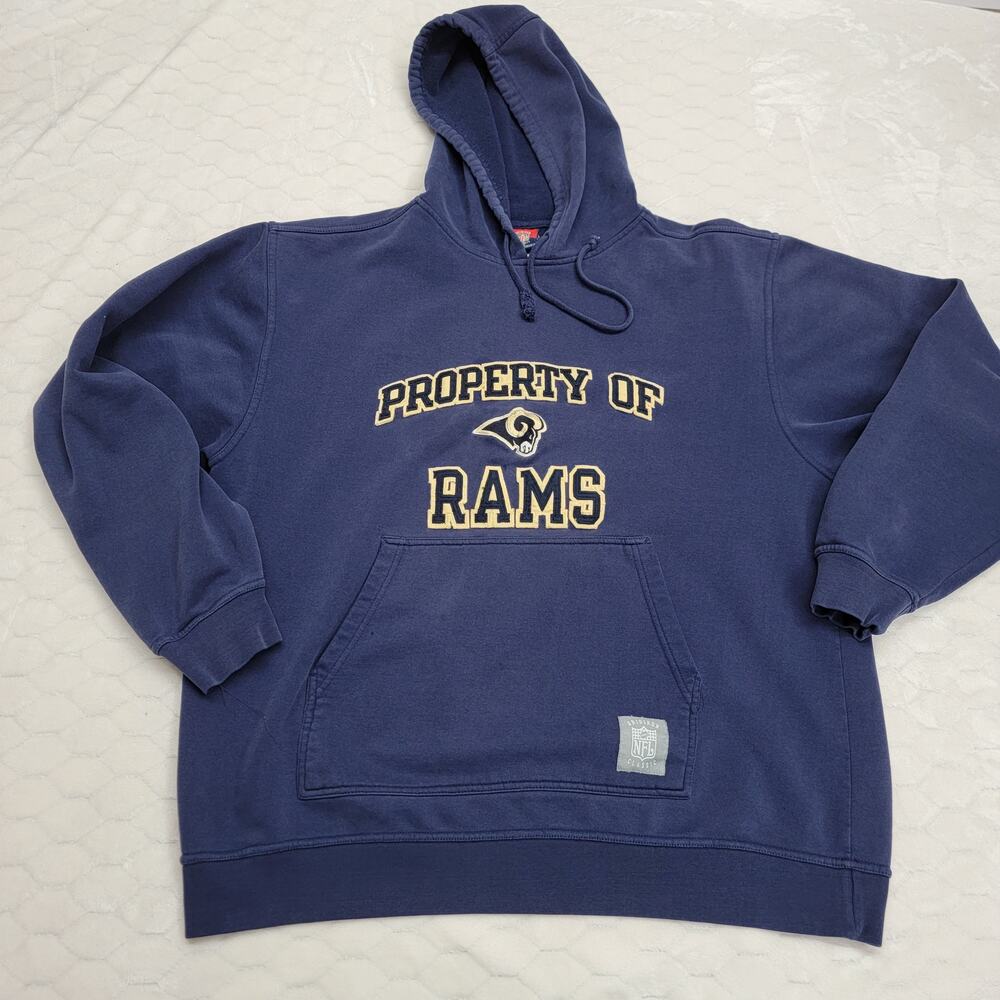 Y2K Reebok NFL Gridiron Classic St Louis Rams Pullover Hoodie Mens Large Navy